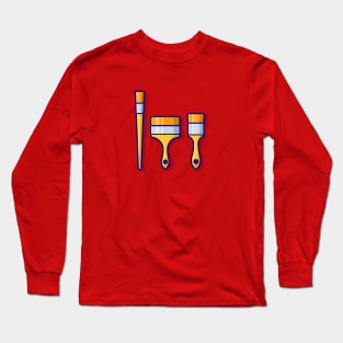 Paint Brush Set Cartoon Vector Icon Illustration Long Sleeve T-Shirt